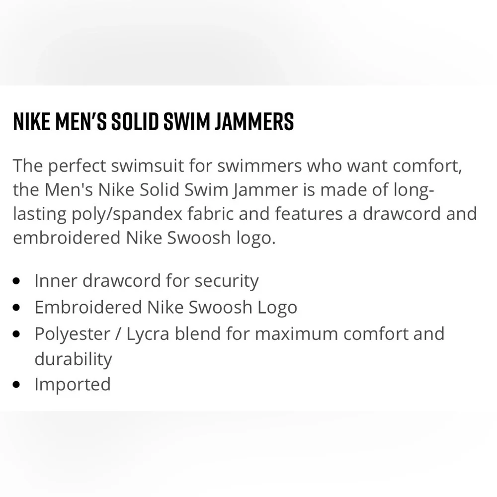 Nike Black Swim Jammers with Subtle Orange Accent